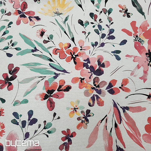 Tessuto decorativo ALENA fiori rossi