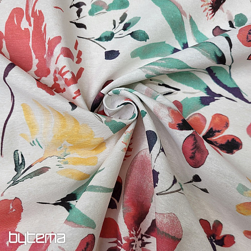 Tessuto decorativo ALENA fiori rossi