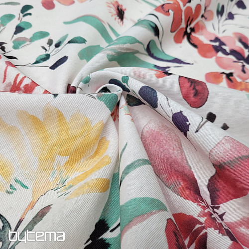 Tessuto decorativo ALENA fiori rossi