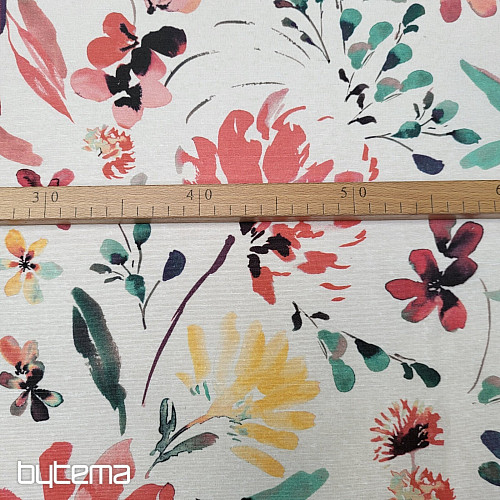 Tessuto decorativo ALENA fiori rossi