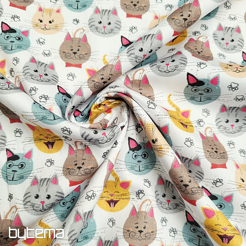 Stampa digitale CATS in rasatello di cotone per bambini