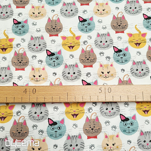 Stampa digitale CATS in rasatello di cotone per bambini