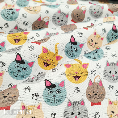 Stampa digitale CATS in rasatello di cotone per bambini