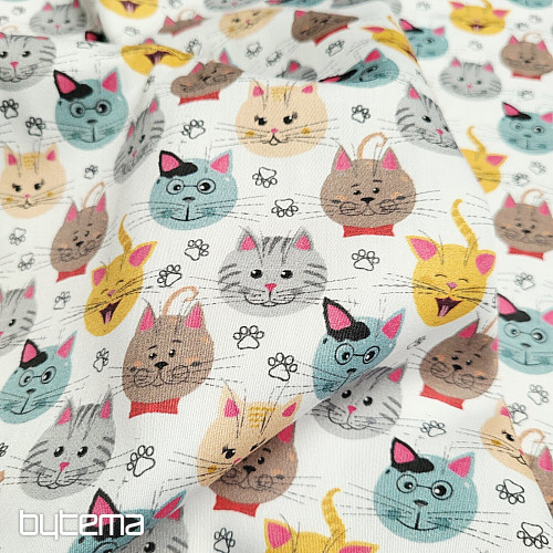 Stampa digitale CATS in rasatello di cotone per bambini