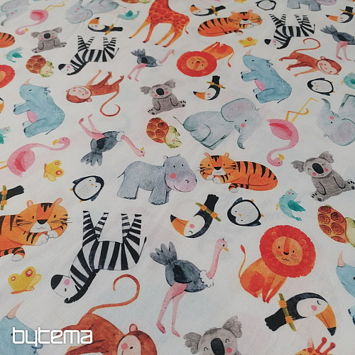 Stampa digitale ZOO in raso di cotone per bambini