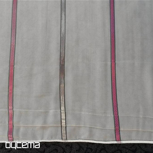 Tenda in voile grigio e riga viola