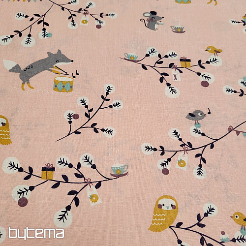 Tessuto di cotone FOX rosa