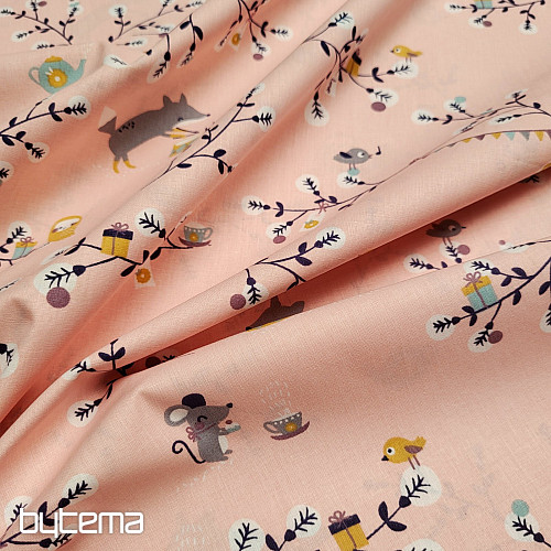 Tessuto di cotone FOX rosa