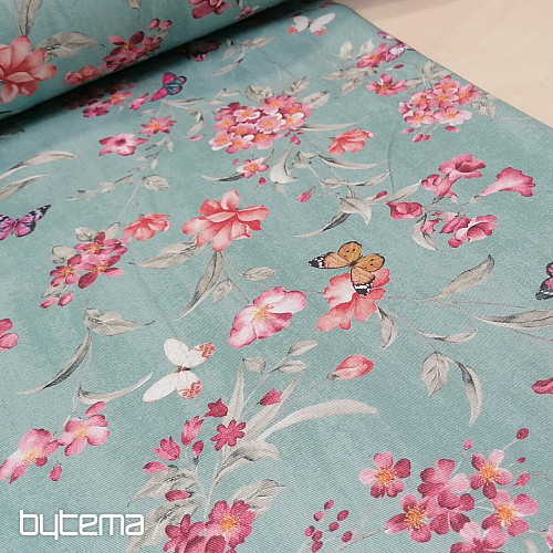Tessuto decorativo FIORI turchese
