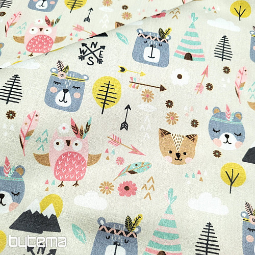 Raso di cotone per bambini ANIMALI NELLA FORESTA digitale