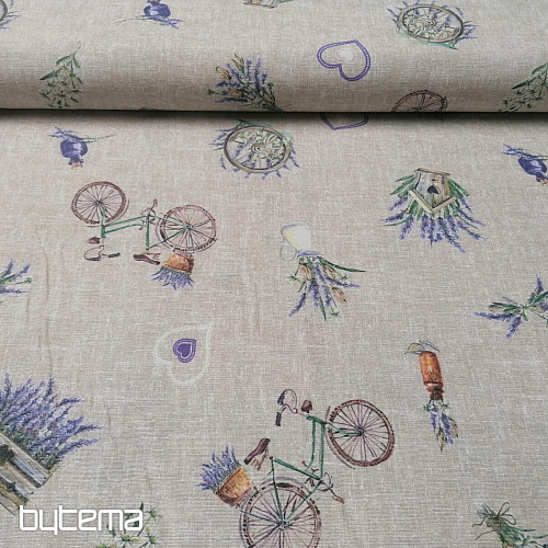 Tessuto decorativo LAVANDA BICICLETTA 2
