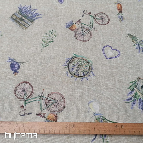 Tessuto decorativo LAVANDA BICICLETTA 2