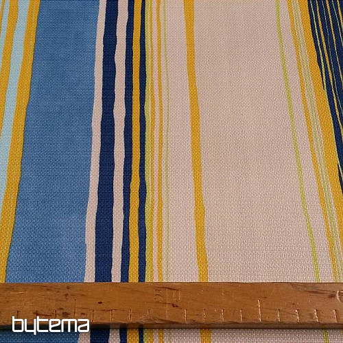 Tessuto decorativo a strisce blu-gialle 140 cm