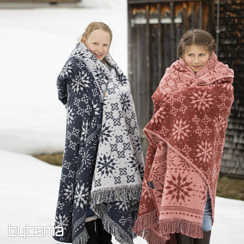 Coperta in cotone Fiocchi di neve invernali Fiocchi blu