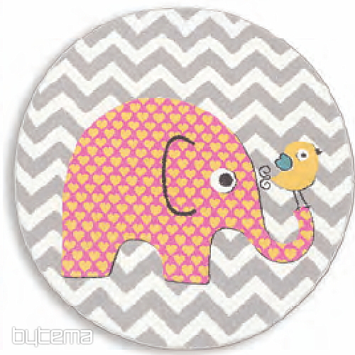 Tappeto rotondo per bambini PASTEL Elefanti
