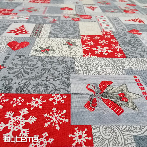 Tessuto decorativo PATCHWORK Natale grigio
