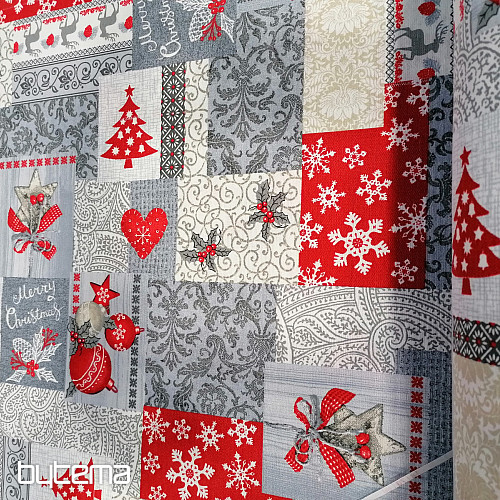 Tessuto decorativo PATCHWORK Natale grigio