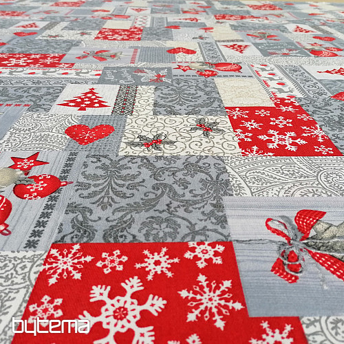 Tessuto decorativo PATCHWORK Natale grigio