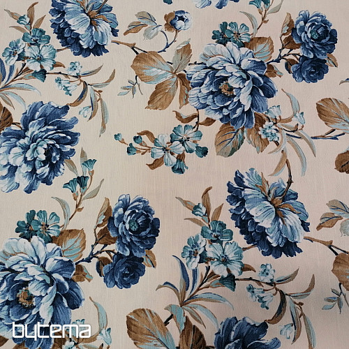 tessuto arredo LAURA - grandi fiori blu