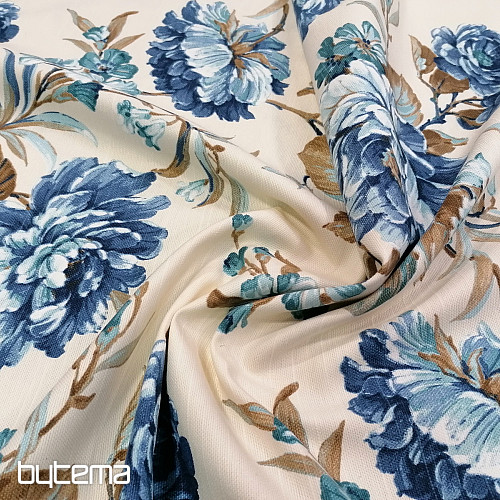 tessuto arredo LAURA - grandi fiori blu