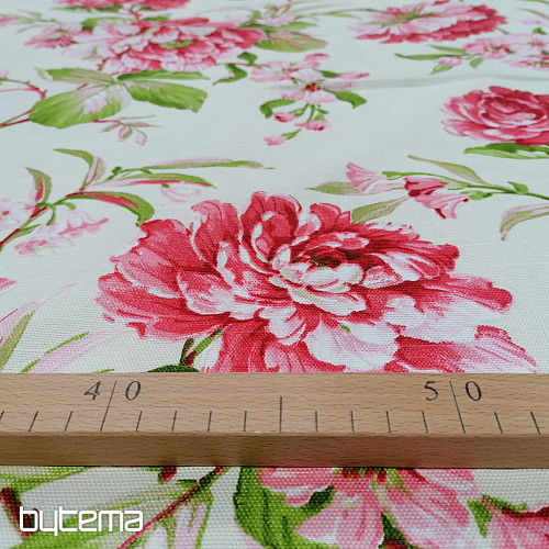 tessuto arredo LAURA - grandi fiori rosa