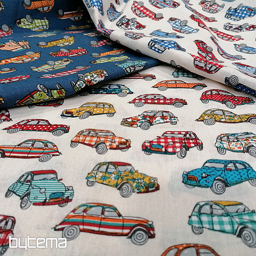 Tessuto di cotone CARS rosso-blu
