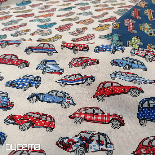 Tessuto di cotone CARS rosso-blu