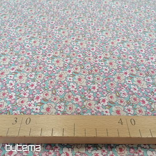 Tessuto in cotone KALMIA rosa-blu