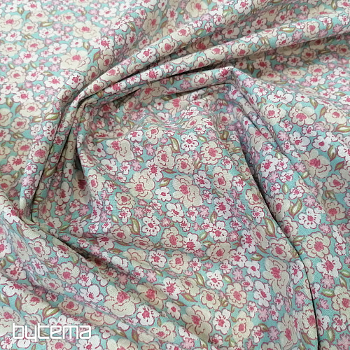 Tessuto in cotone KALMIA rosa-blu
