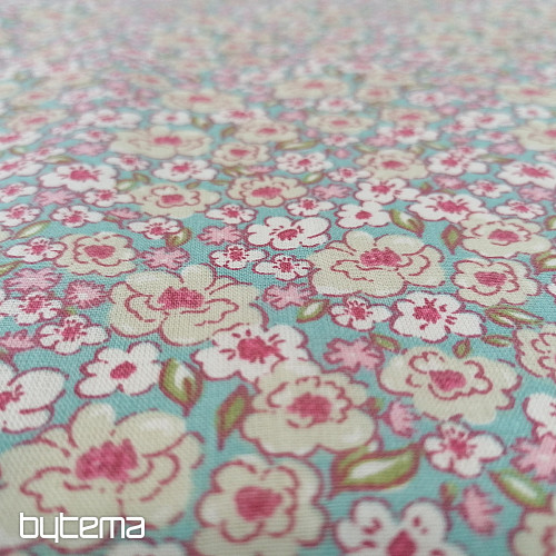 Tessuto in cotone KALMIA rosa-blu