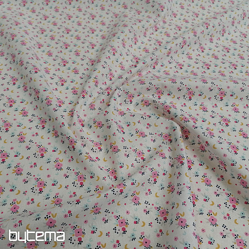 Tessuto di cotone FLEDI fiore rosa