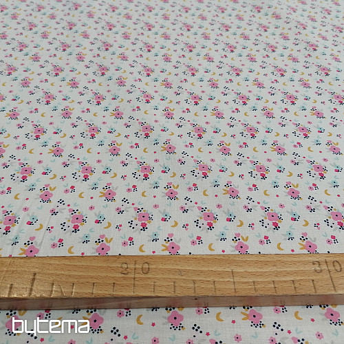Tessuto di cotone FLEDI fiore rosa
