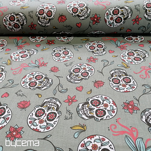 Tessuto di cotone SKULL kaki