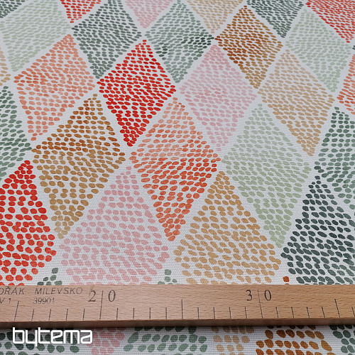 Tessuto decorativo rombi rosso-verde