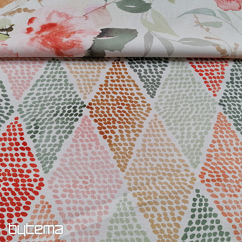 Tessuto decorativo rombi rosso-verde