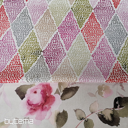 Tessuto decorativo RHOMBODE rosa-verde