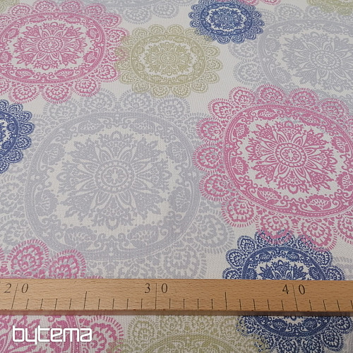 Tessuto decorativo MANDALA rosa-grigio