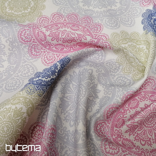 Tessuto decorativo MANDALA rosa-grigio