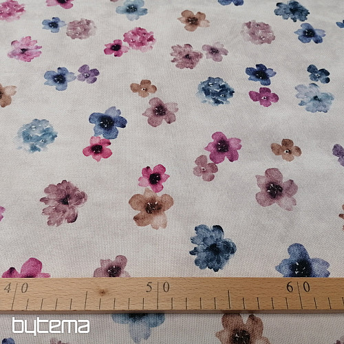 Tessuto decorativo FIORI viola-blu