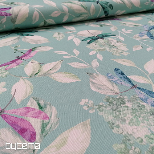 Tessuto decorativo ROSETO DRAGONFLY turchese