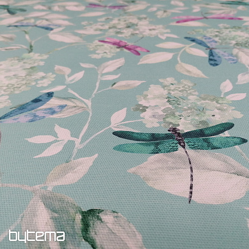 Tessuto decorativo ROSETO DRAGONFLY turchese