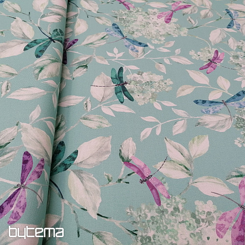 Tessuto decorativo ROSETO DRAGONFLY turchese