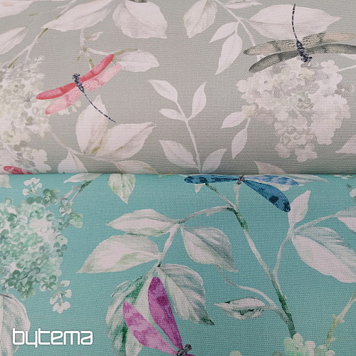 Tessuto decorativo ROSETO DRAGONFLY turchese