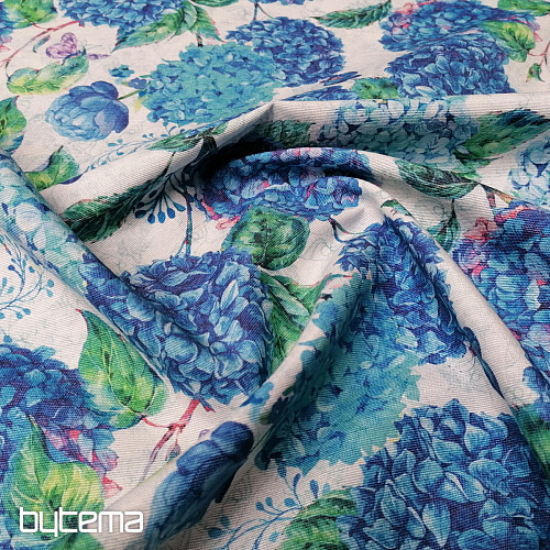 Tessuto decorativo ortensie blu