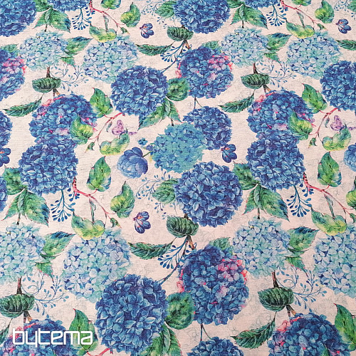 Tessuto decorativo ortensie blu