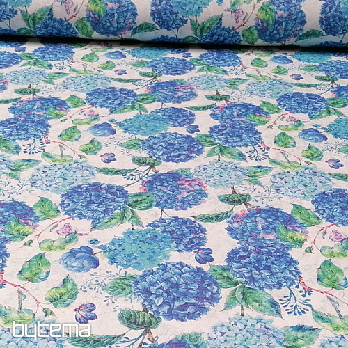 Tessuto decorativo ortensie blu