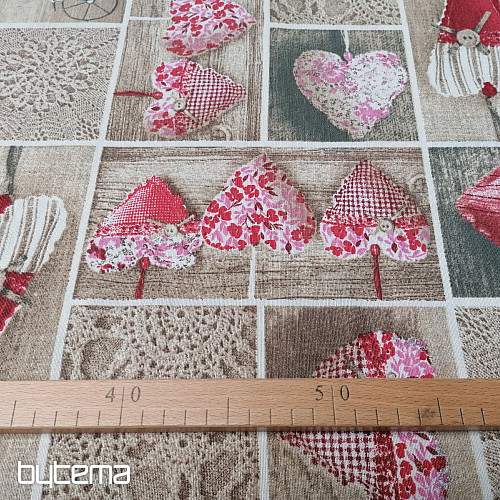Tessuto decorativo SRDÍČKA LIDIA rosso