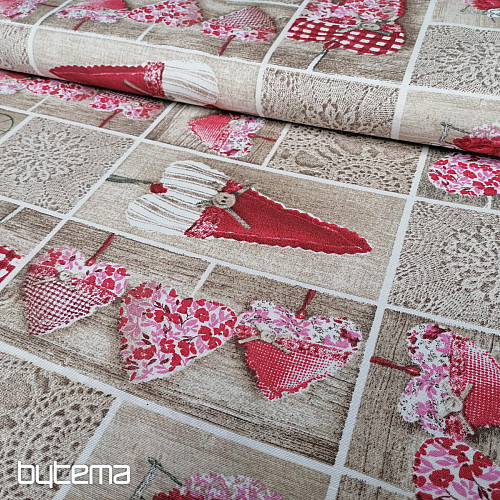 Tessuto decorativo SRDÍČKA LIDIA rosso