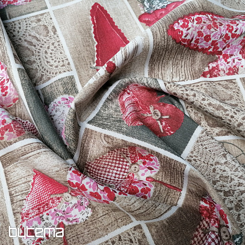 Tessuto decorativo SRDÍČKA LIDIA rosso