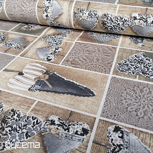 Tessuto decorativo SRDÍČKA LIDIA grigio